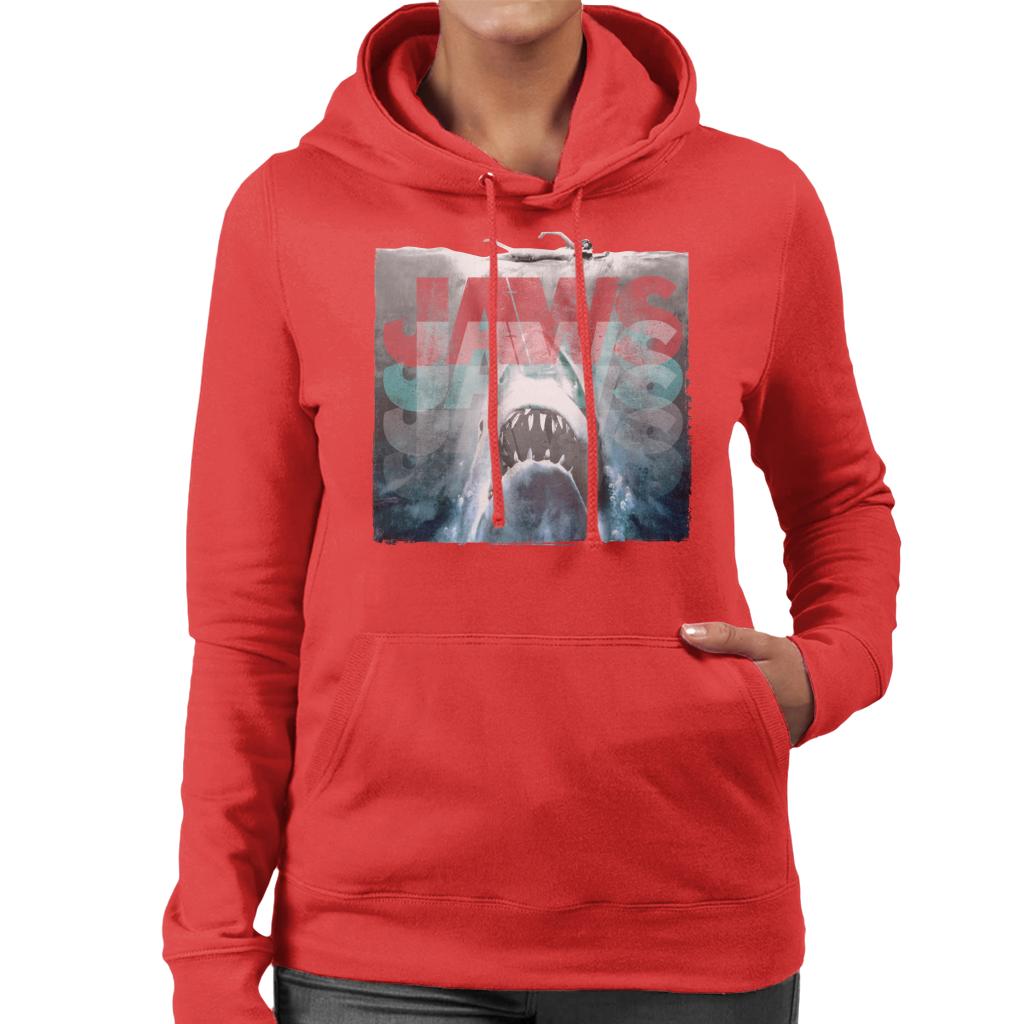 Jaws Layered Text Logo Women's Hooded Sweatshirt-ALL + EVERY