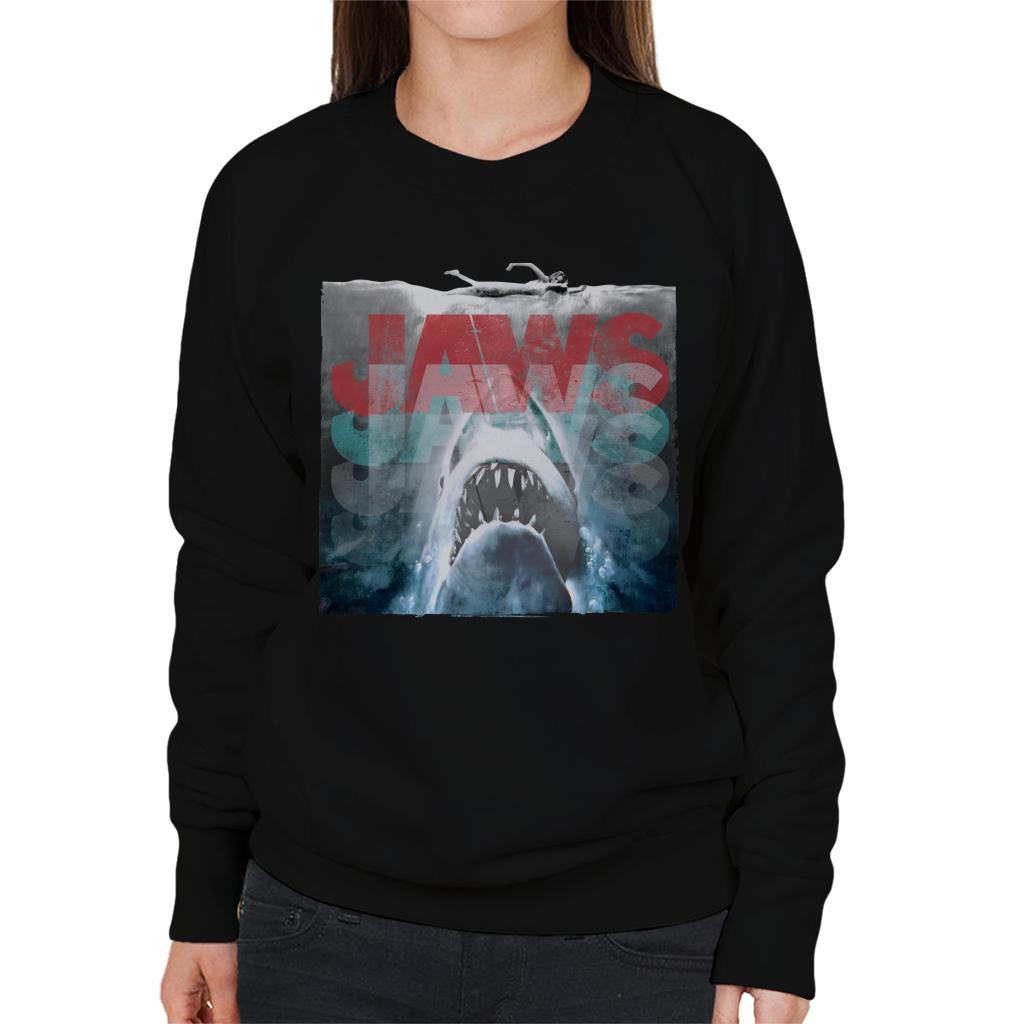 Jaws Layered Text Logo Women's Sweatshirt-ALL + EVERY