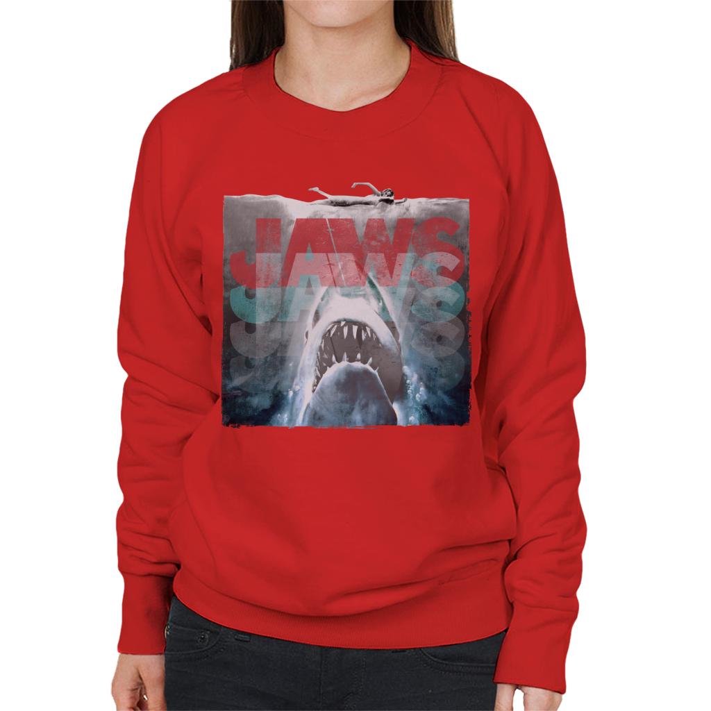 Jaws Layered Text Logo Women's Sweatshirt-ALL + EVERY