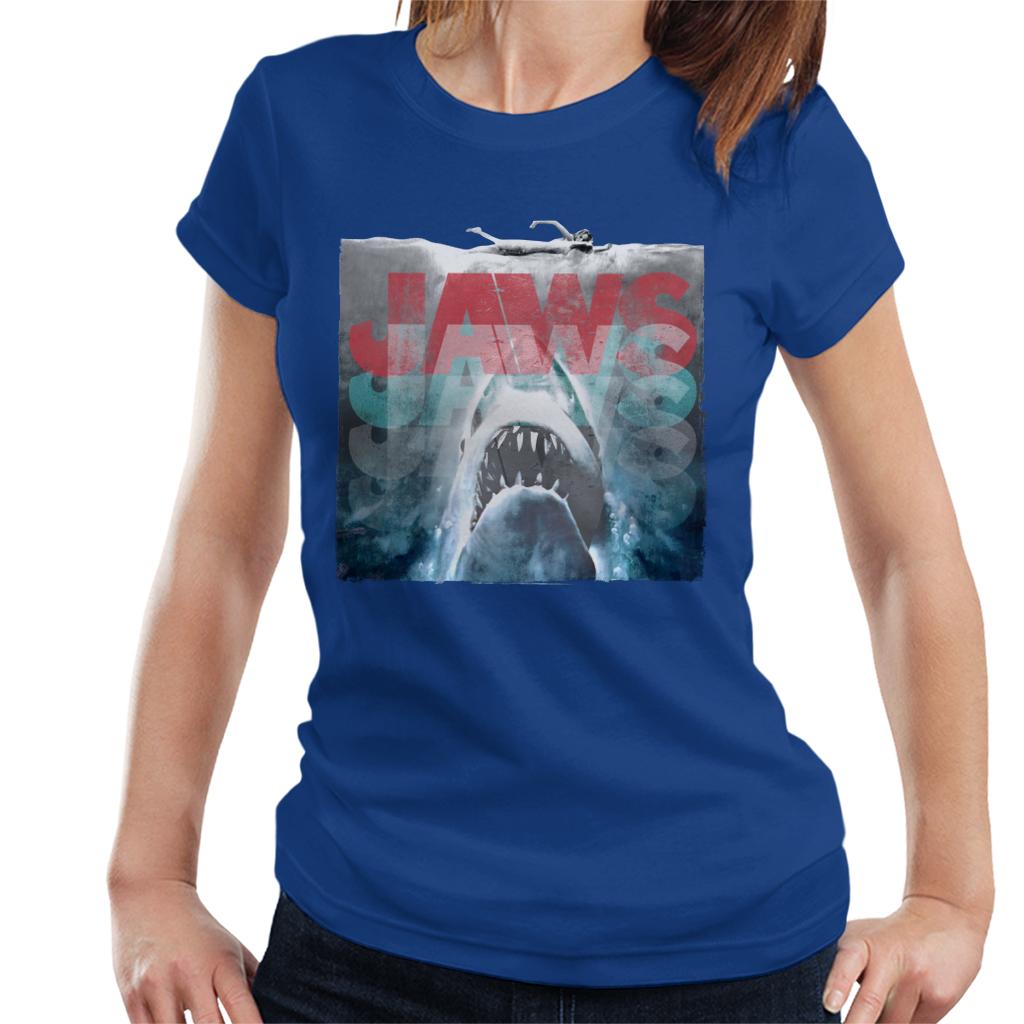 Jaws Layered Text Logo Women's T-Shirt-ALL + EVERY