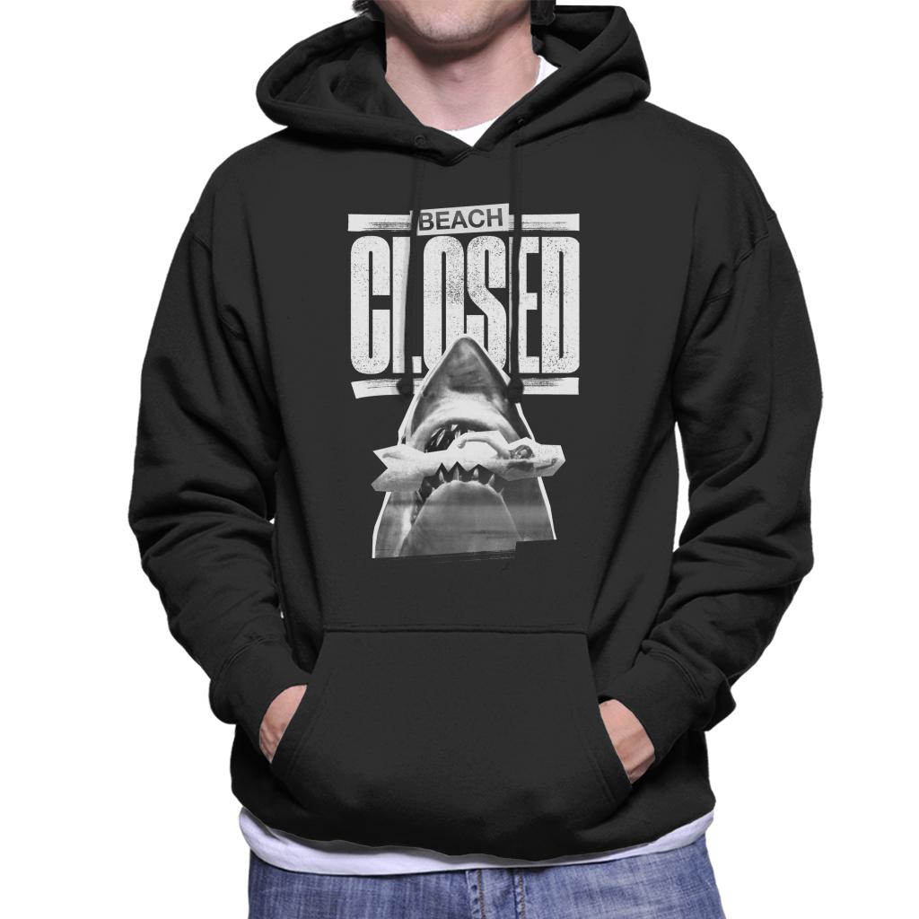 Jaws 1975 Beach Closed Men's Hooded Sweatshirt-ALL + EVERY