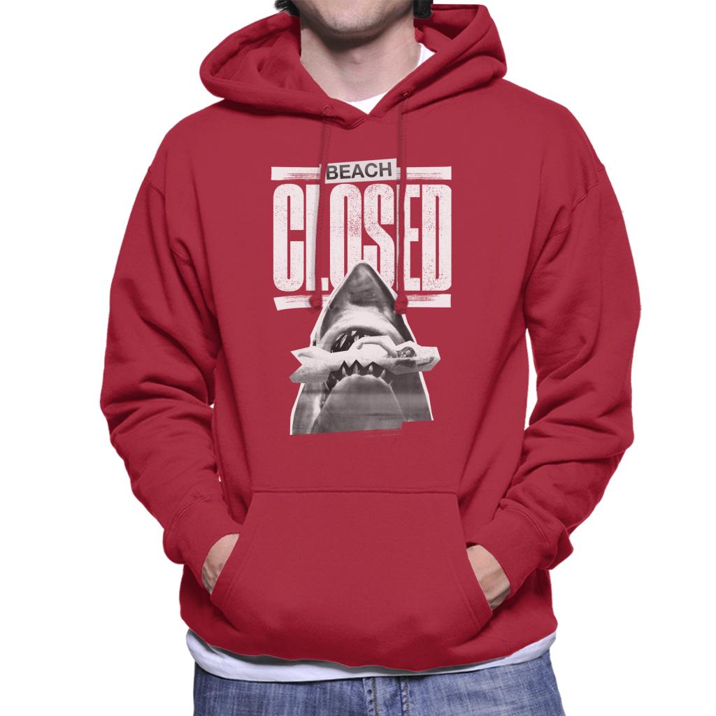 Jaws 1975 Beach Closed Men's Hooded Sweatshirt-ALL + EVERY