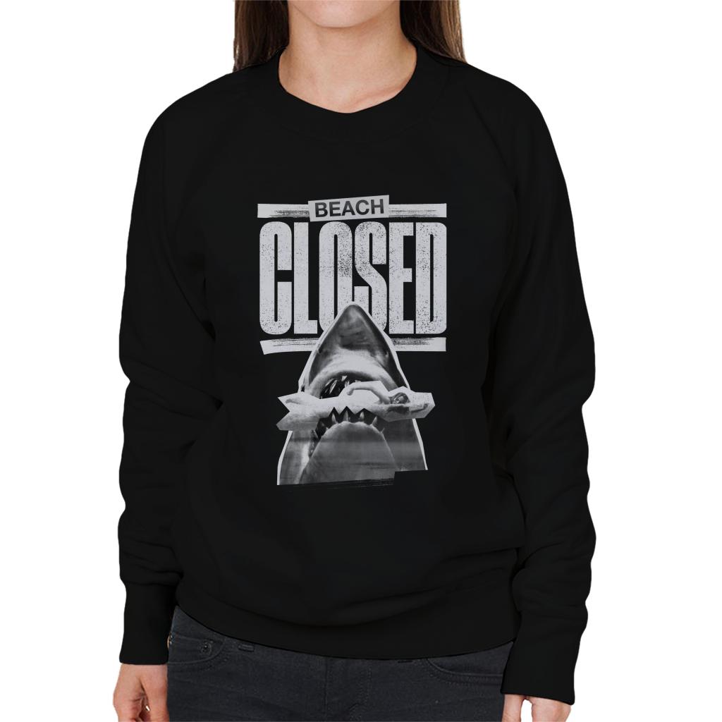 Jaws 1975 Beach Closed Women's Sweatshirt-ALL + EVERY