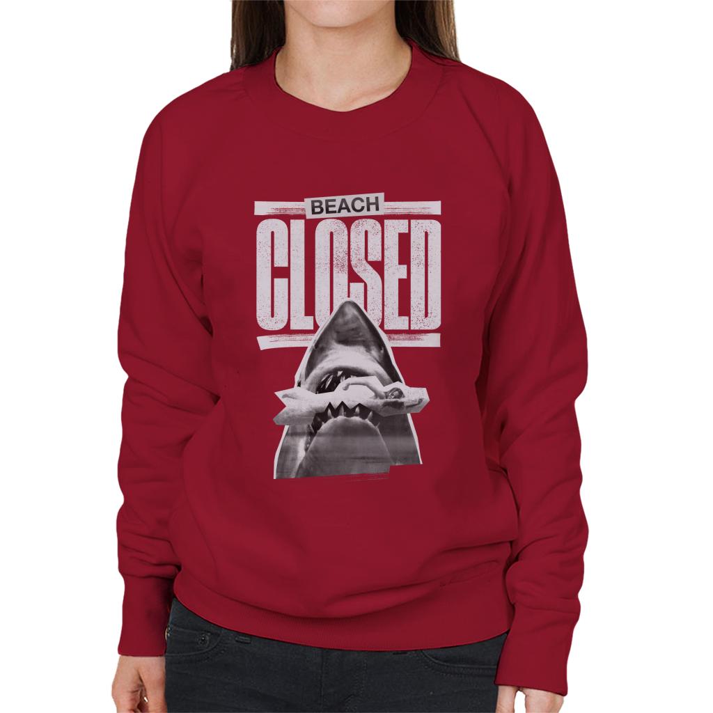 Jaws 1975 Beach Closed Women's Sweatshirt-ALL + EVERY