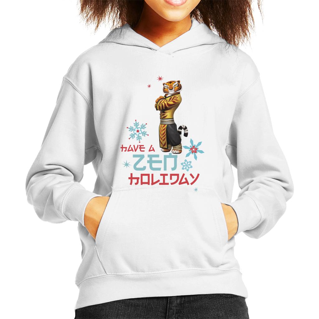 Kung Fu Panda Christmas Tigress Have A Zen Holiday Kid's Hooded Sweatshirt-ALL + EVERY