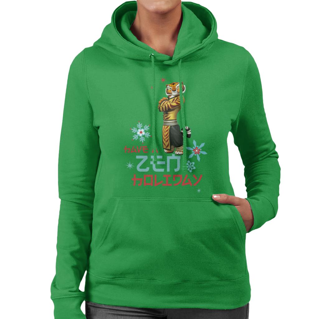 Kung Fu Panda Christmas Tigress Have A Zen Holiday Women's Hooded Sweatshirt-ALL + EVERY