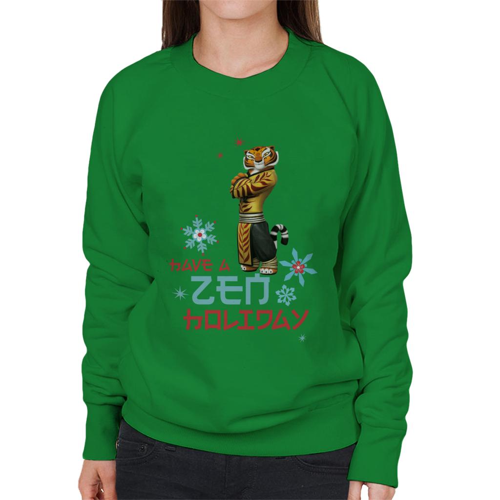 Kung Fu Panda Christmas Tigress Have A Zen Holiday Women's Sweatshirt-ALL + EVERY