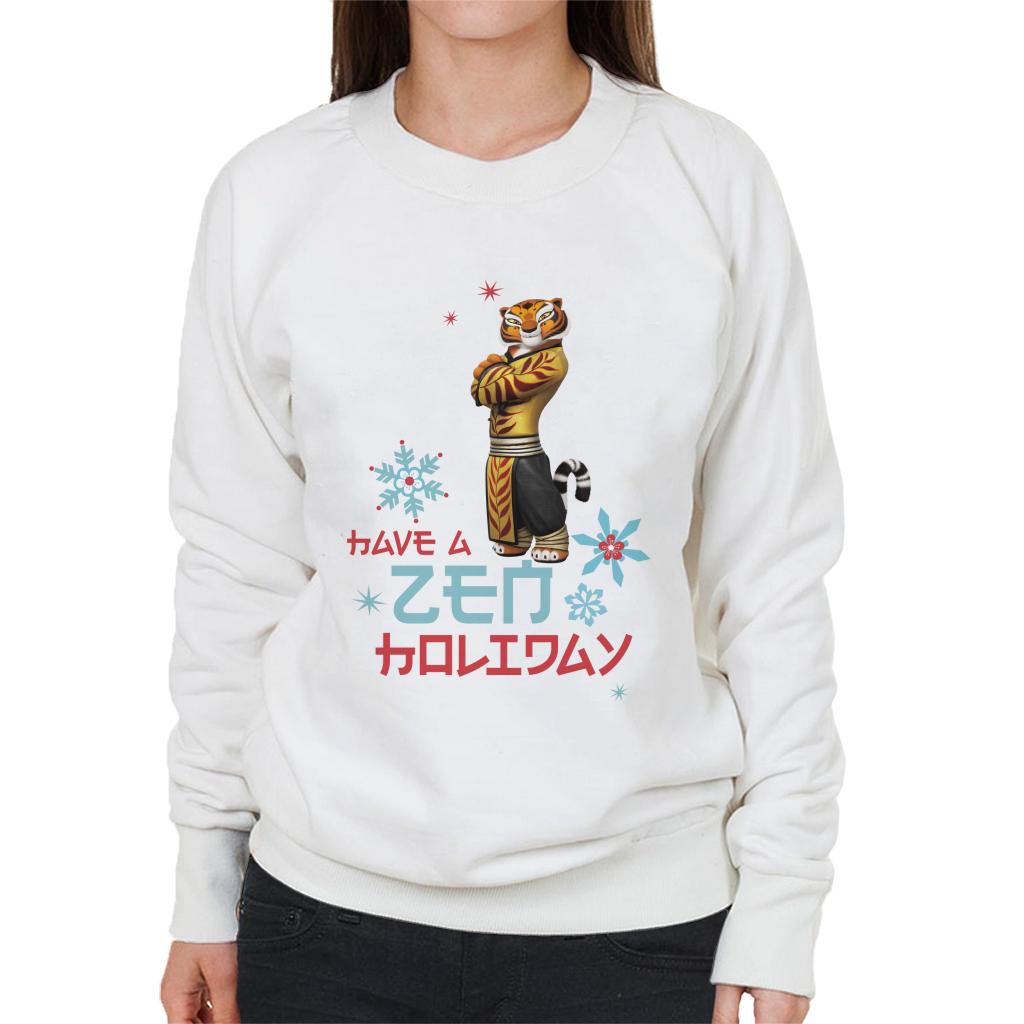 Kung Fu Panda Christmas Tigress Have A Zen Holiday Women's Sweatshirt-ALL + EVERY