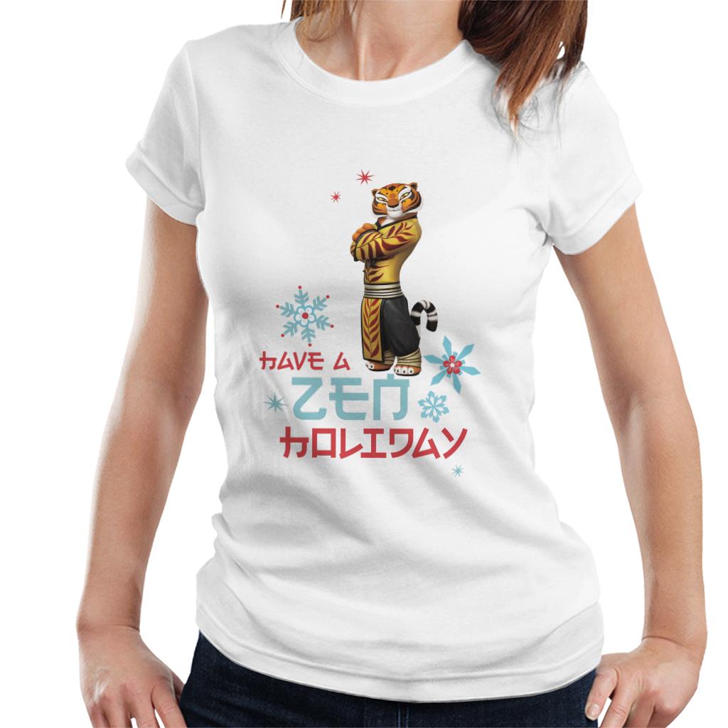 Kung Fu Panda Christmas Tigress Have A Zen Holiday Women's T-Shirt-ALL + EVERY