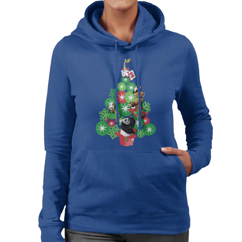 Kung Fu Panda Christmas Tree Characters Women's Hooded Sweatshirt-ALL + EVERY