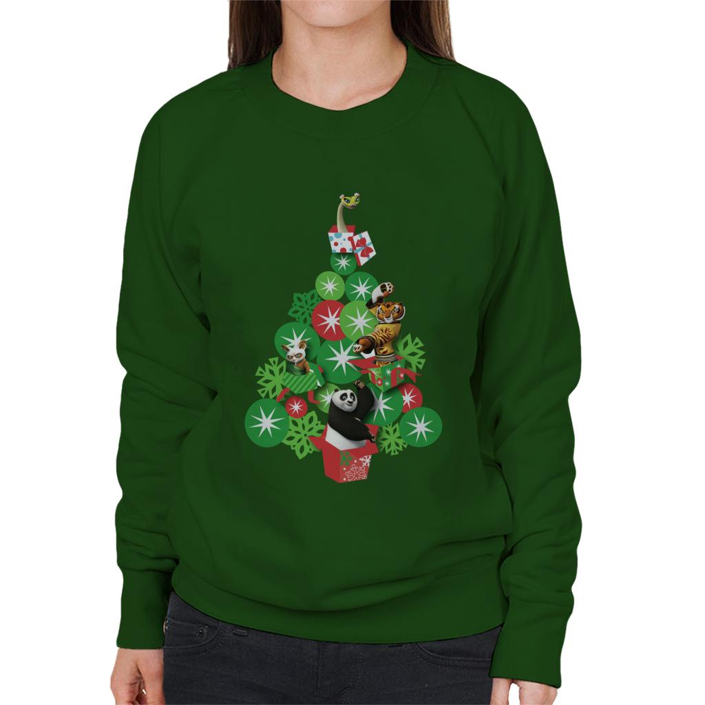 Kung Fu Panda Christmas Tree Characters Women's Sweatshirt-ALL + EVERY