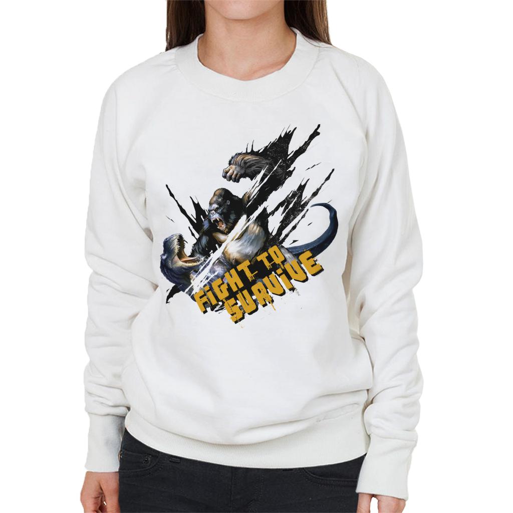 King Kong Vs T Rex Fight To Survive Women's Sweatshirt-ALL + EVERY