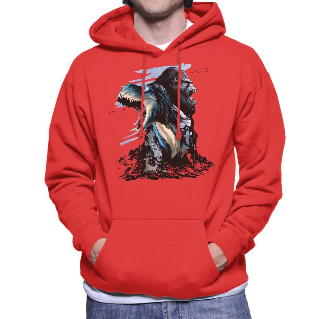 King Kong Vs T Rex Character Heads Men's Hooded Sweatshirt-ALL + EVERY