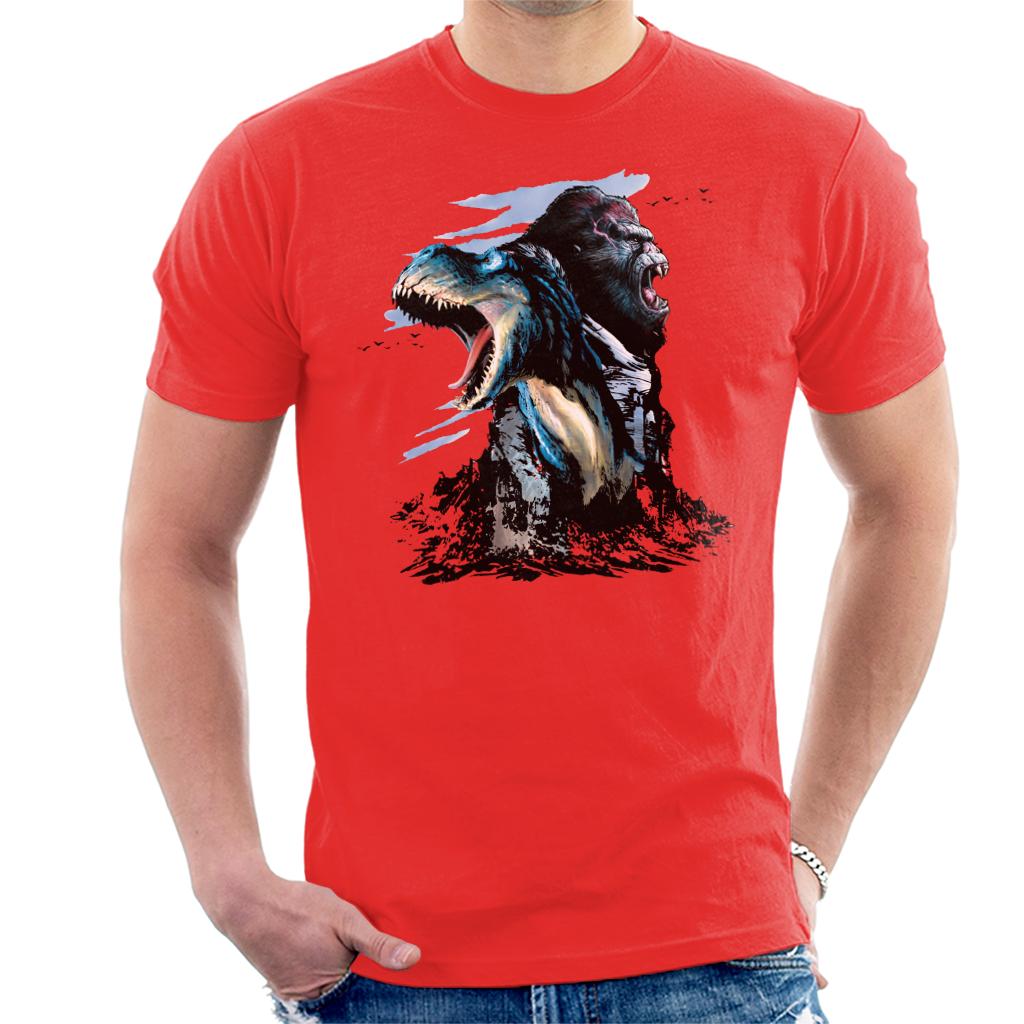 King Kong Vs T Rex Character Heads Men's T-Shirt-ALL + EVERY