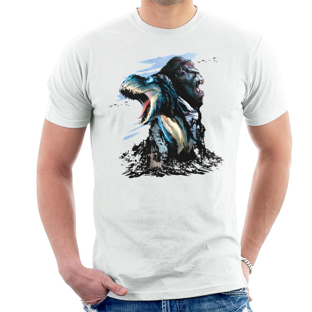 King Kong Vs T Rex Character Heads Men's T-Shirt-ALL + EVERY