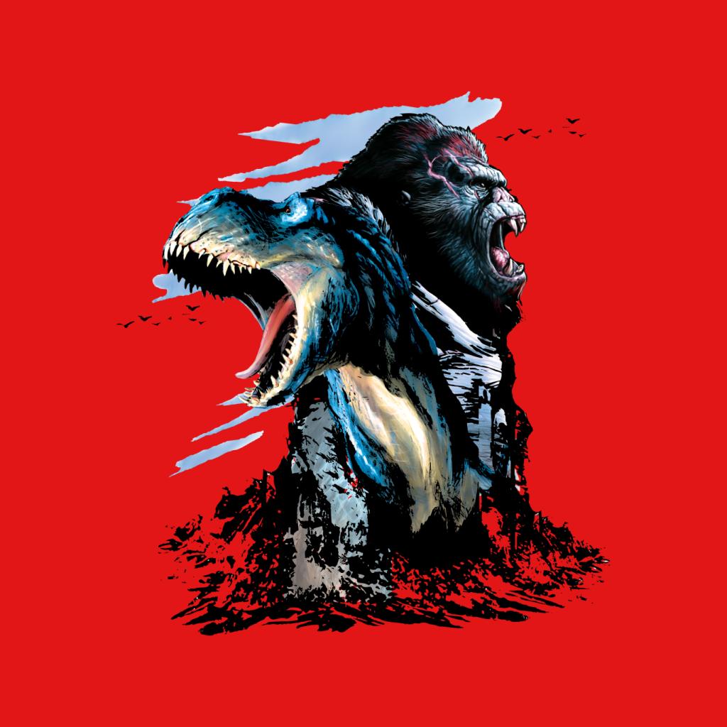 King Kong Vs T Rex Character Heads Men's T-Shirt-ALL + EVERY