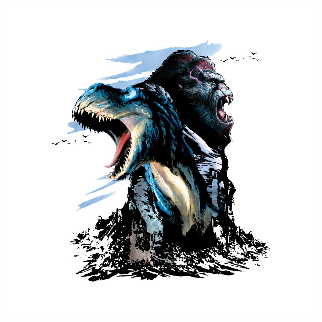 King Kong Vs T Rex Character Heads Men's T-Shirt-ALL + EVERY