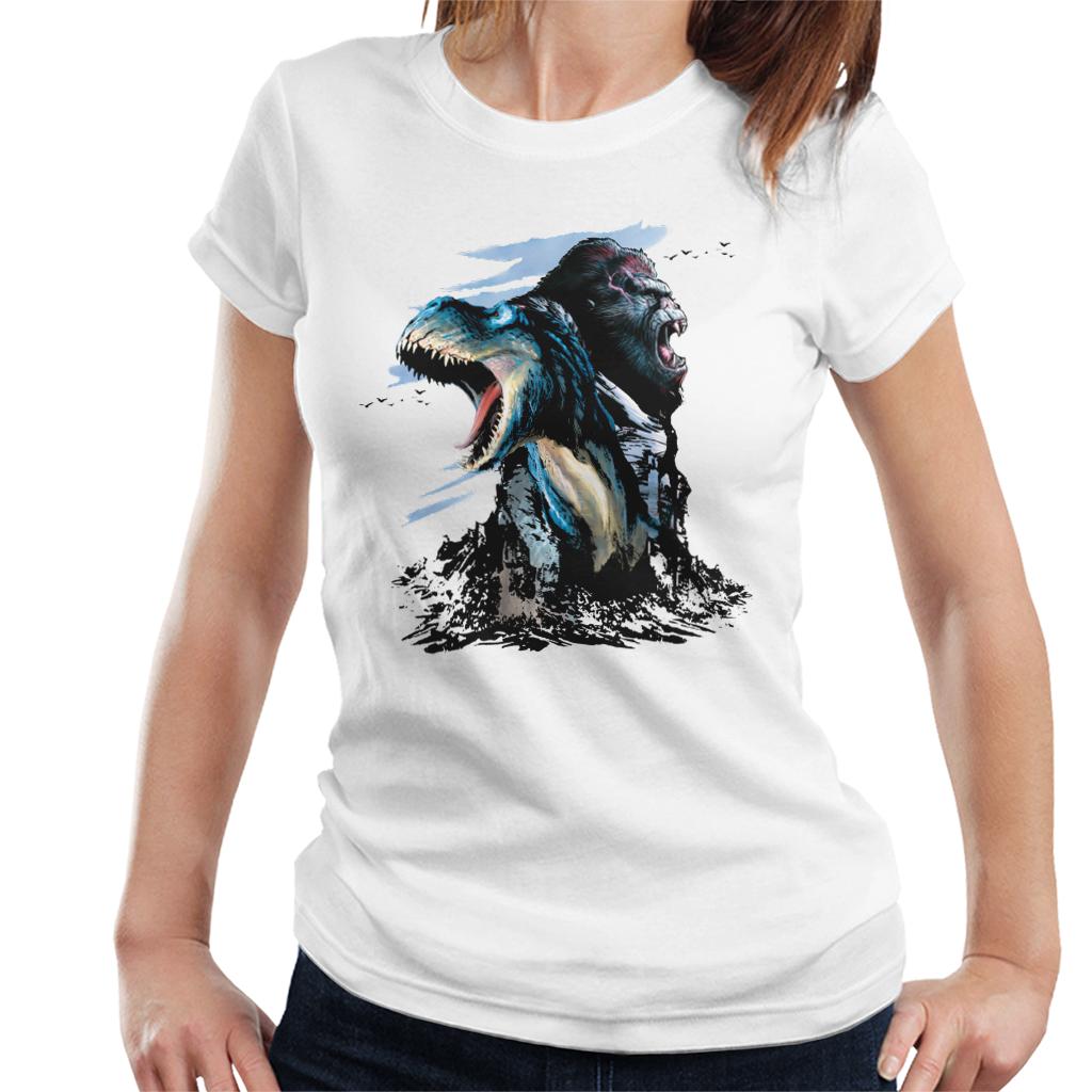 King Kong Vs T Rex Character Heads Women's T-Shirt-ALL + EVERY