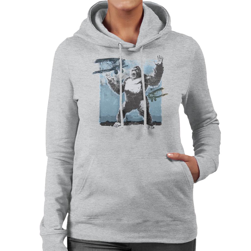 King Kong Being Attacked By Biplanes Women's Hooded Sweatshirt-ALL + EVERY