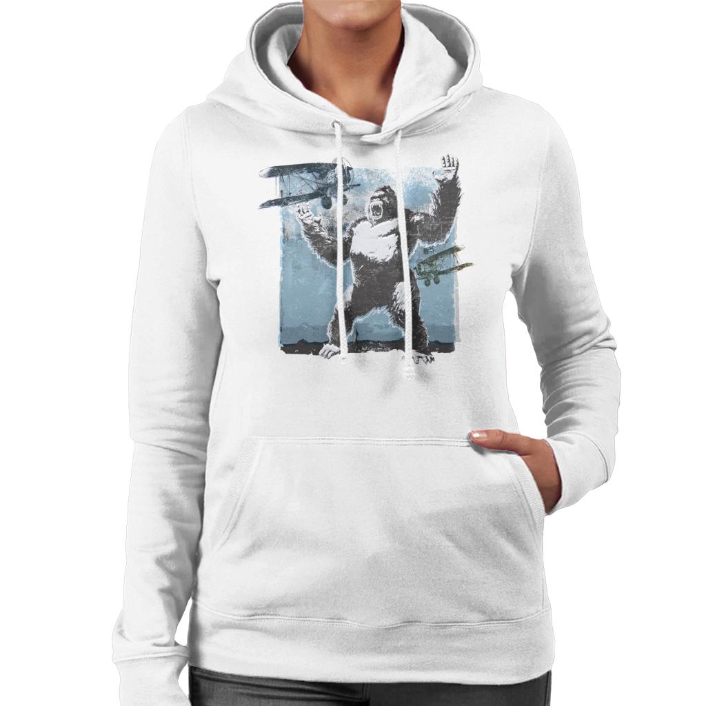 King Kong Being Attacked By Biplanes Women's Hooded Sweatshirt-ALL + EVERY