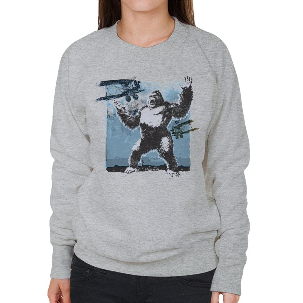 King Kong Being Attacked By Biplanes Women's Sweatshirt-ALL + EVERY