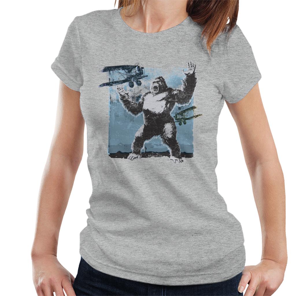 King Kong Being Attacked By Biplanes Women's T-Shirt-ALL + EVERY