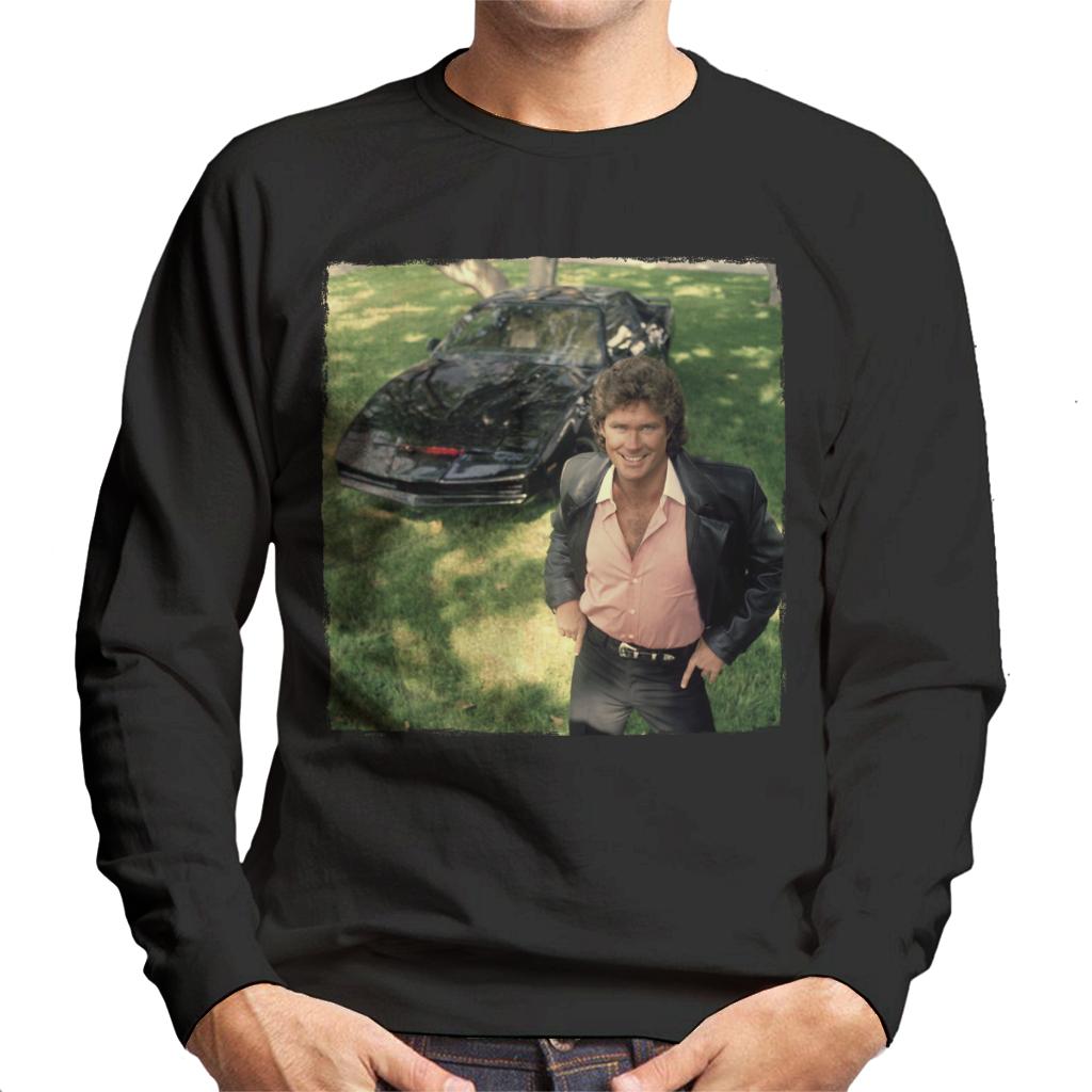 Knight Rider Michael Knight Smiling With KITT Men's Sweatshirt-ALL + EVERY