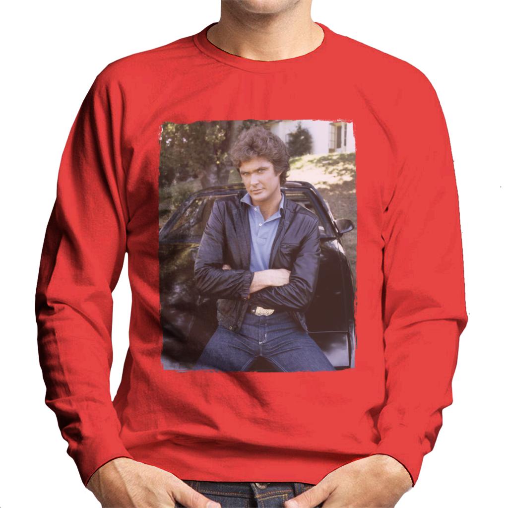 Knight Rider Michael Knight Leaning On KITT Men's Sweatshirt-ALL + EVERY