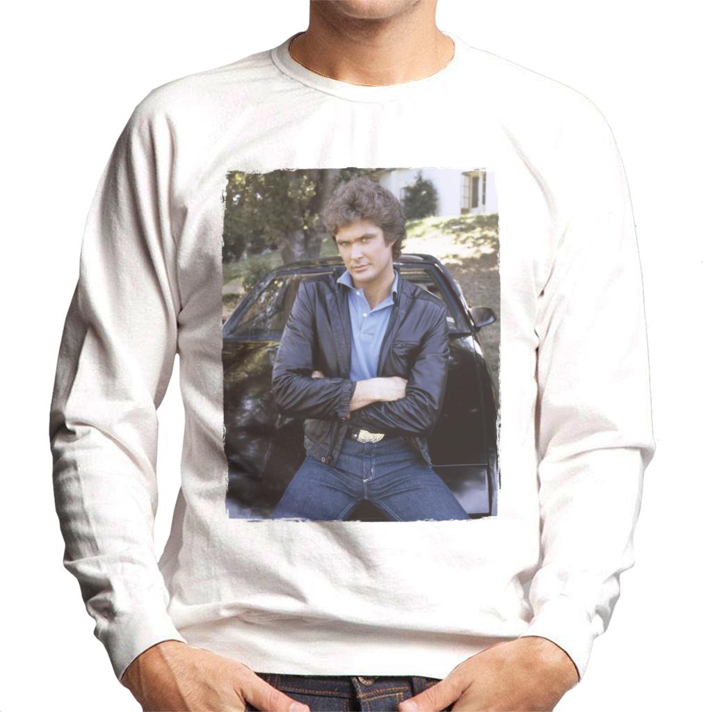 Knight Rider Michael Knight Leaning On KITT Men's Sweatshirt-ALL + EVERY