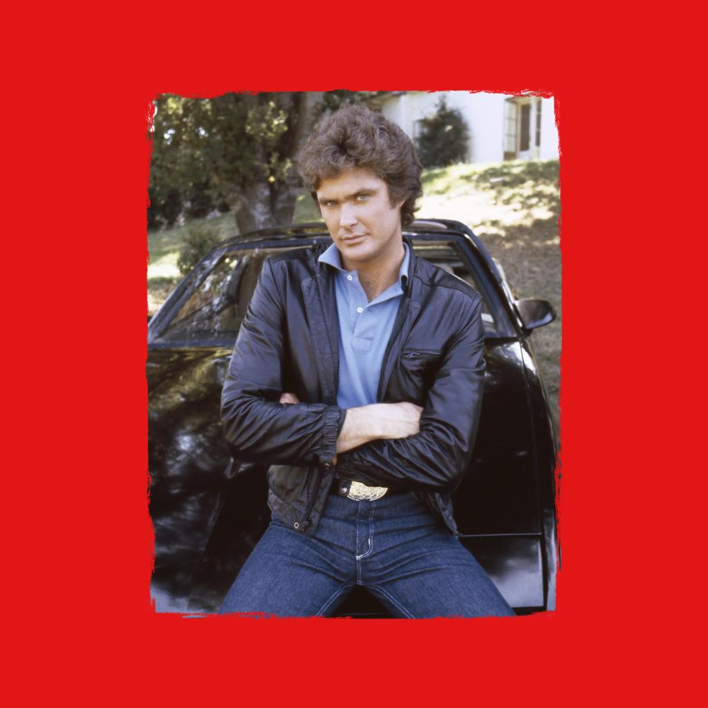 Knight Rider Michael Knight Leaning On KITT Men's T-Shirt-ALL + EVERY