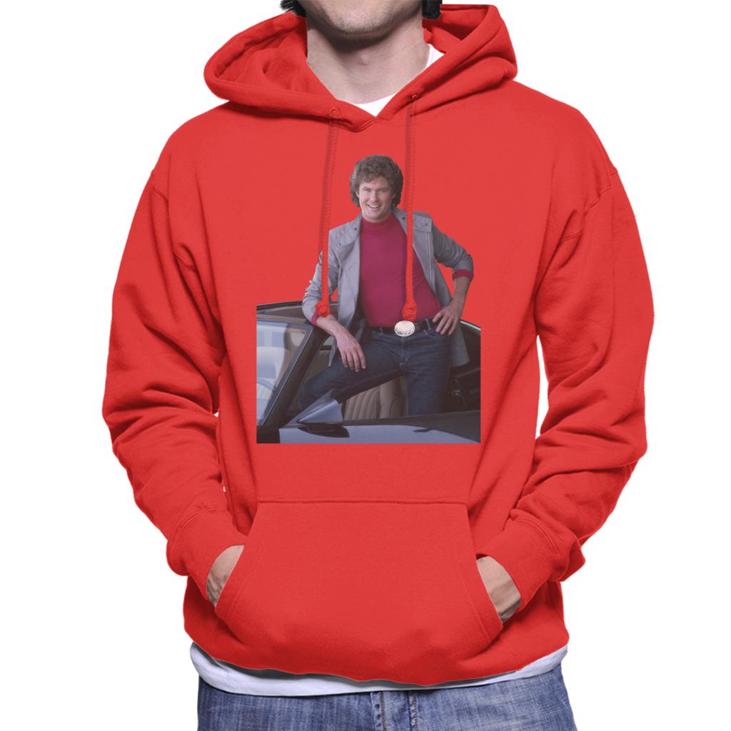 Knight Rider Michael Knight Posing In KITT Men's Hooded Sweatshirt-ALL + EVERY