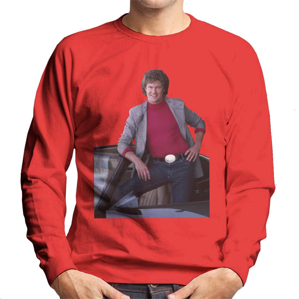 Knight Rider Michael Knight Posing In KITT Men's Sweatshirt-ALL + EVERY