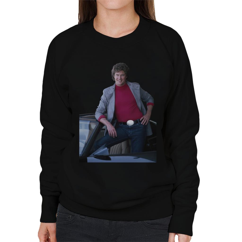 Knight Rider Michael Knight Posing In KITT Women's Sweatshirt-ALL + EVERY