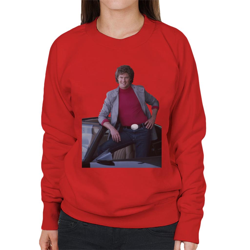 Knight Rider Michael Knight Posing In KITT Women's Sweatshirt-ALL + EVERY