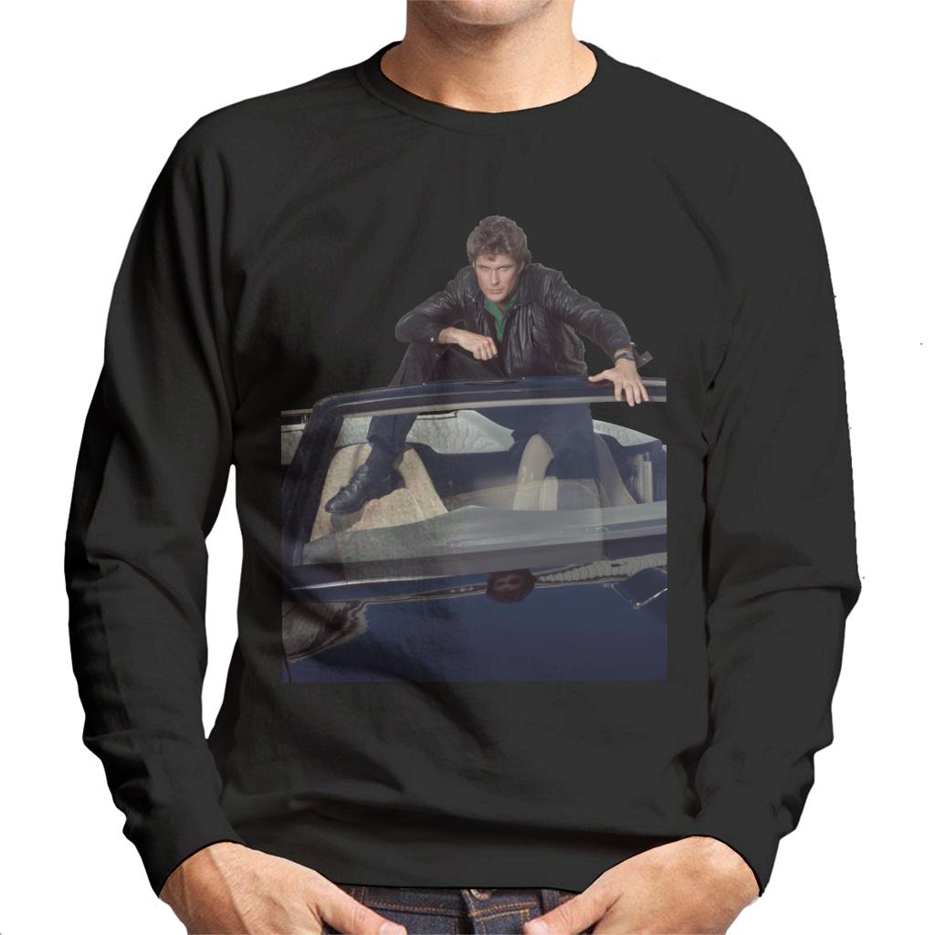 Knight Rider Michael Knight Sitting In KITT Men's Sweatshirt-ALL + EVERY