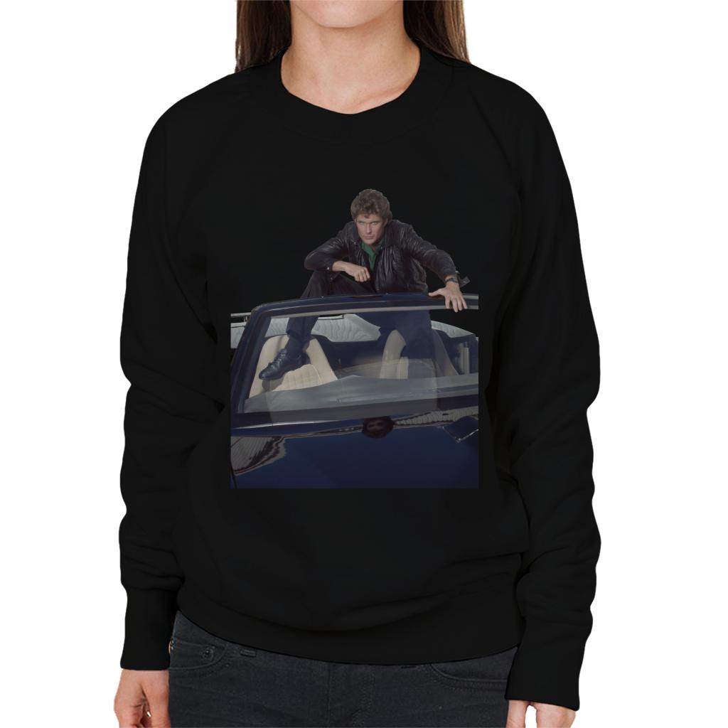 Knight Rider Michael Knight Sitting In KITT Women's Sweatshirt-ALL + EVERY