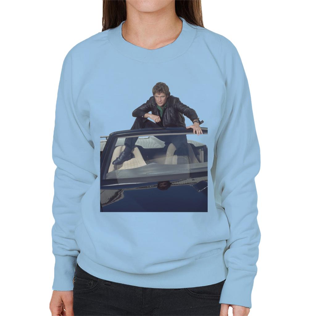 Knight Rider Michael Knight Sitting In KITT Women's Sweatshirt-ALL + EVERY