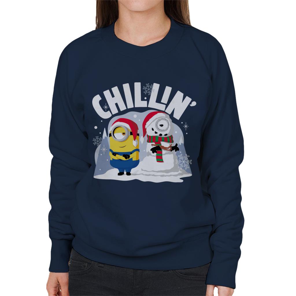 Minions Christmas Snowman Chillin Women's Sweatshirt-ALL + EVERY