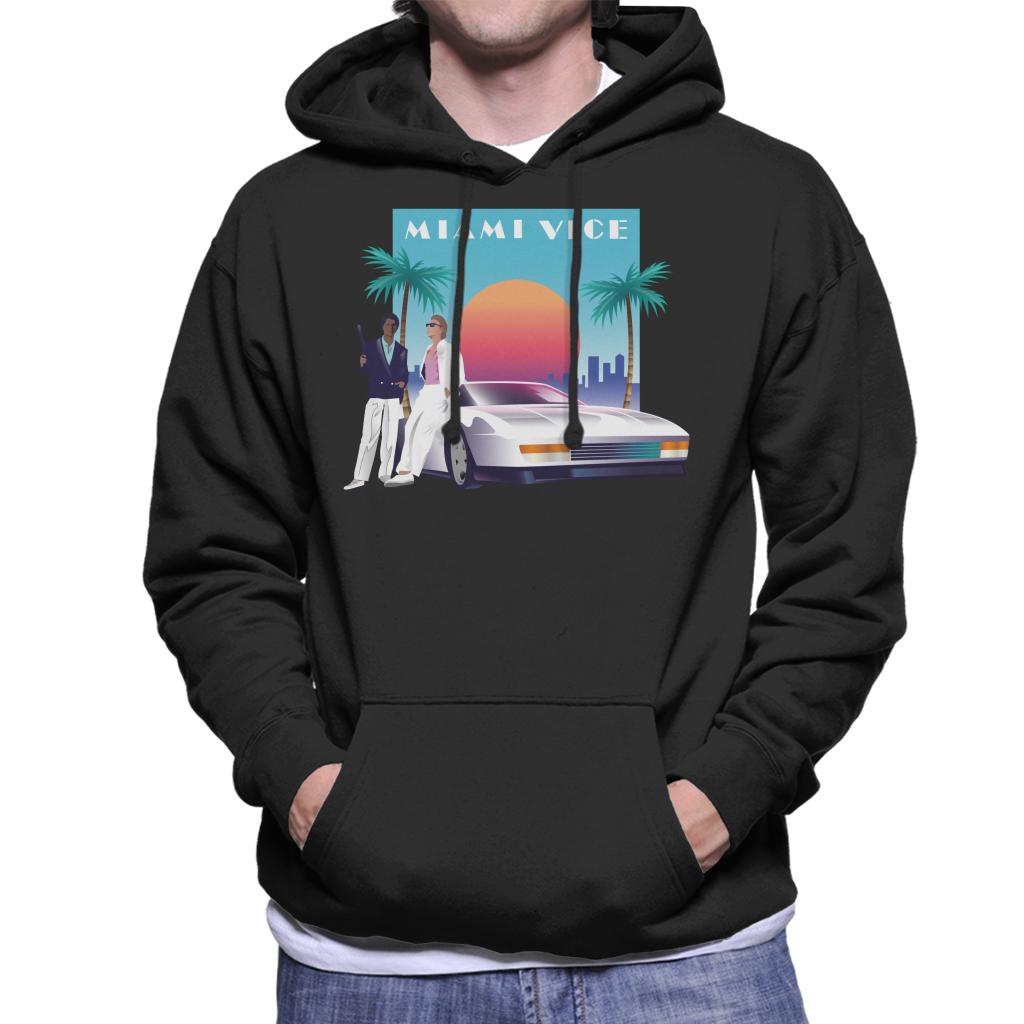 Miami Vice Sunset Men's Hooded Sweatshirt-ALL + EVERY