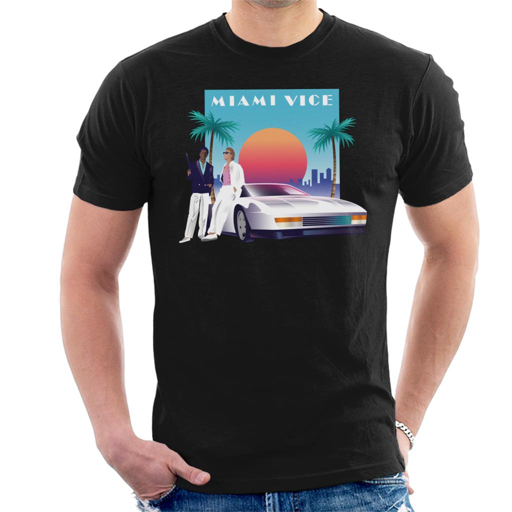 Miami Vice Sunset Men's T-Shirt-ALL + EVERY