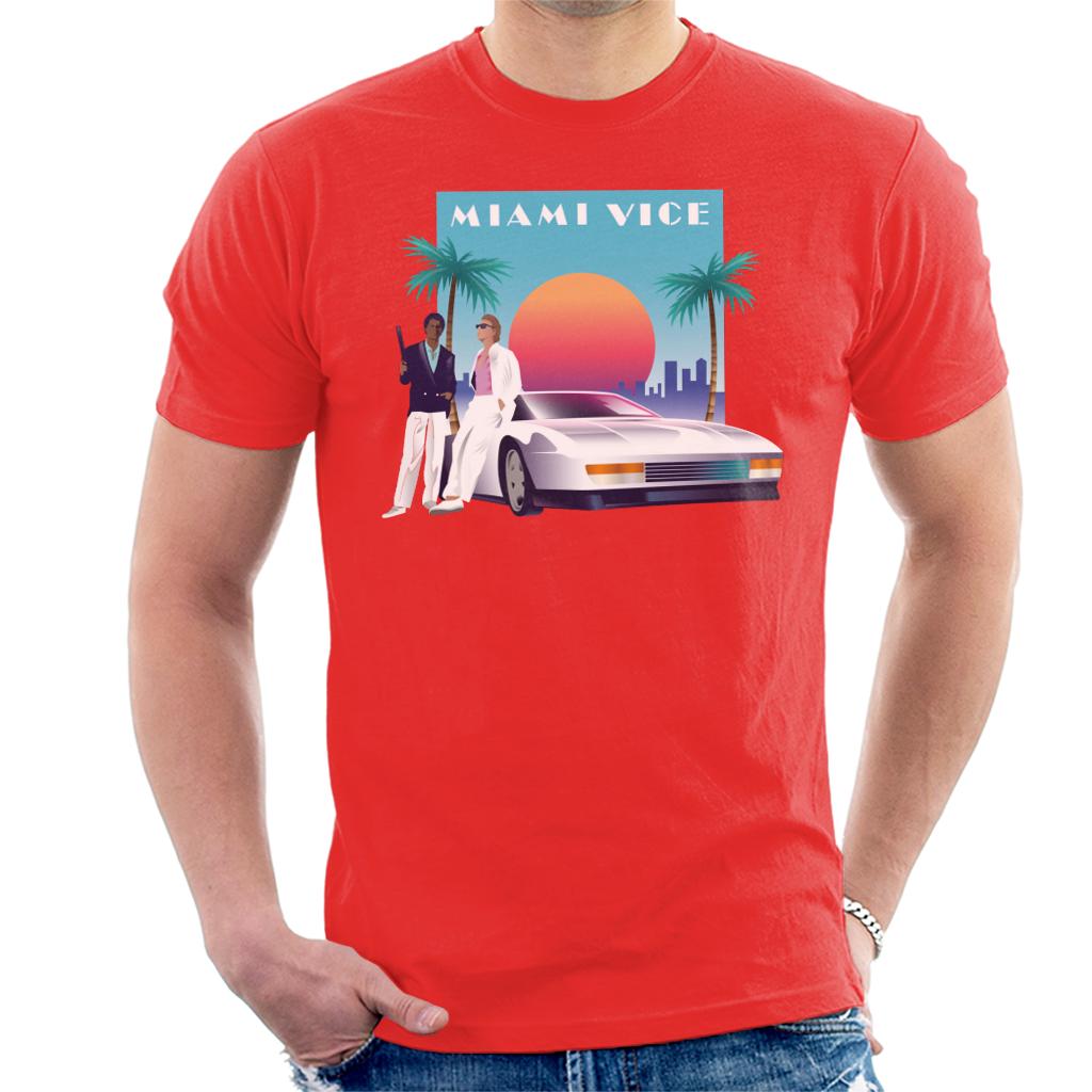 Miami Vice Sunset Men's T-Shirt-ALL + EVERY