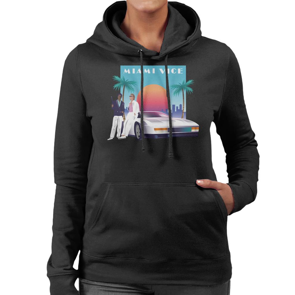 Miami Vice Sunset Women's Hooded Sweatshirt-ALL + EVERY