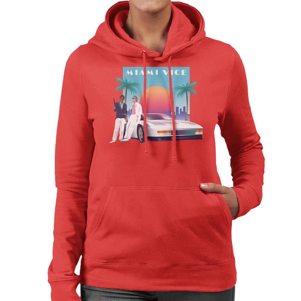 Miami Vice Sunset Women's Hooded Sweatshirt-ALL + EVERY