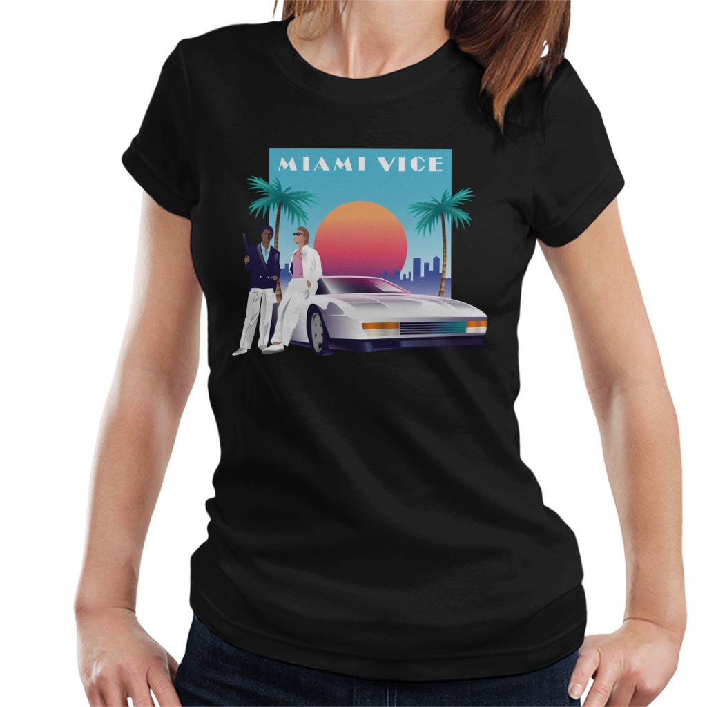 Miami Vice Sunset Women's T-Shirt-ALL + EVERY