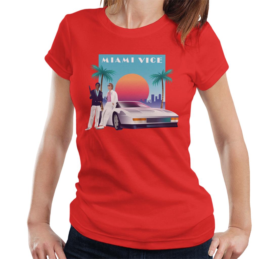 Miami Vice Sunset Women's T-Shirt-ALL + EVERY