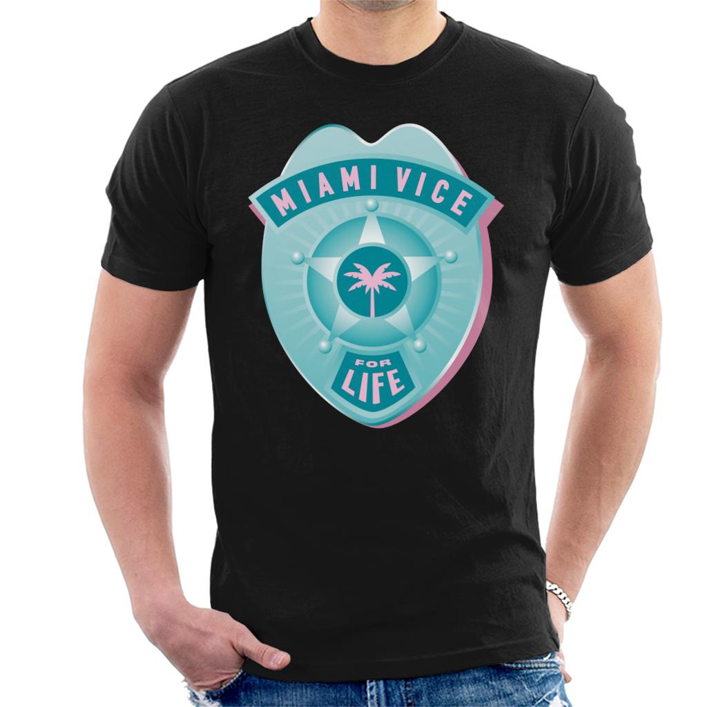 Miami Vice For Life Police Badge Men's T-Shirt-ALL + EVERY