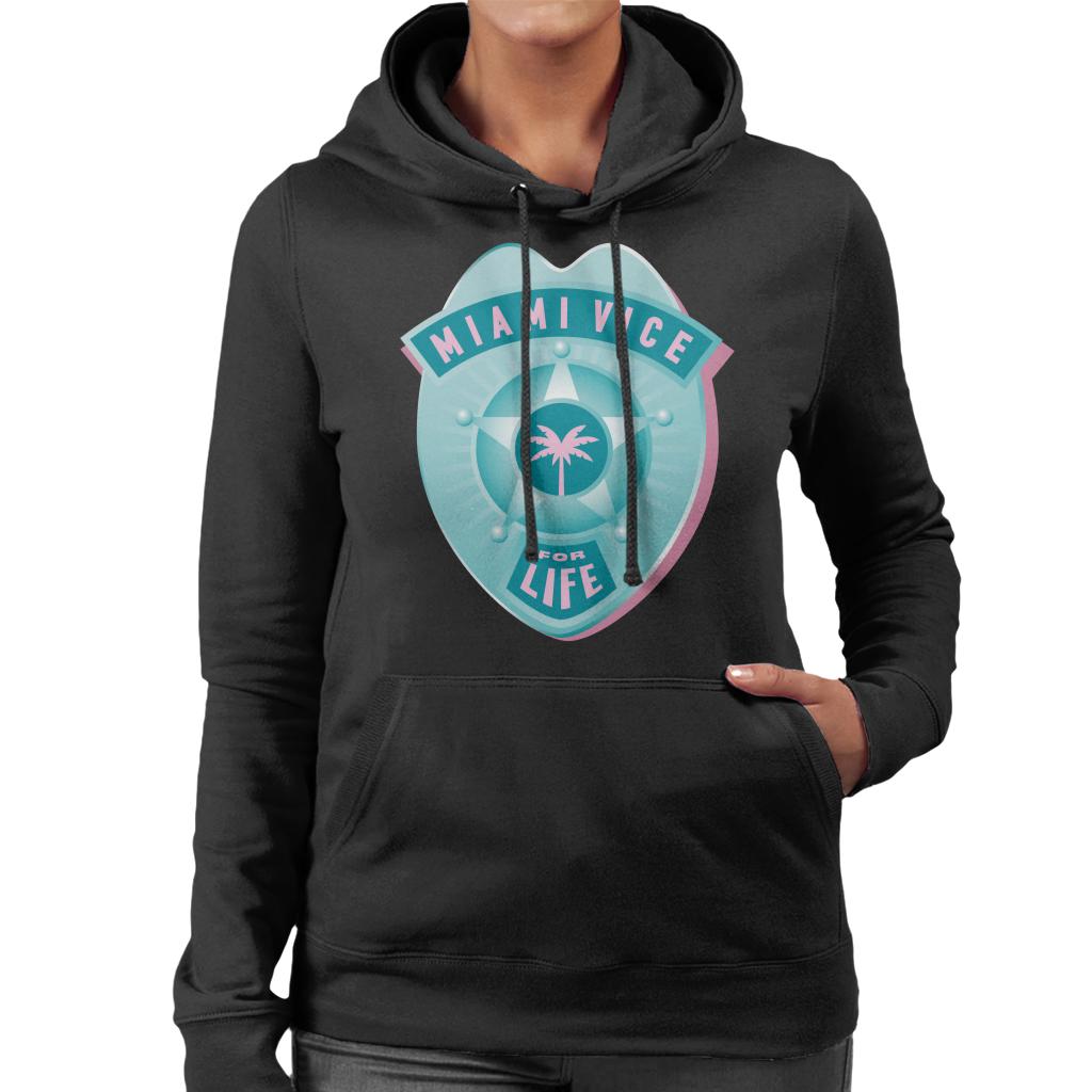 Miami Vice For Life Police Badge Women's Hooded Sweatshirt-ALL + EVERY