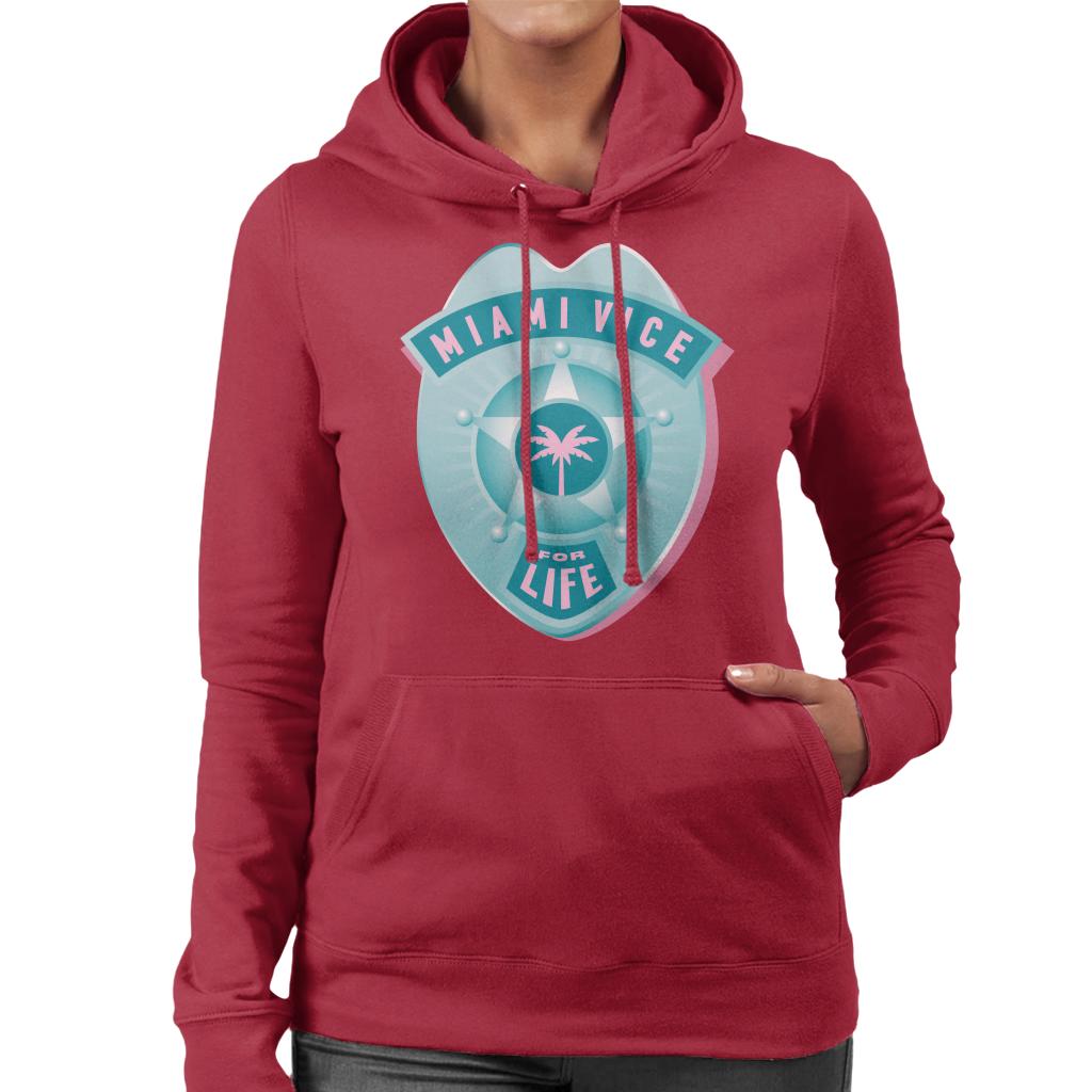 Miami Vice For Life Police Badge Women's Hooded Sweatshirt-ALL + EVERY