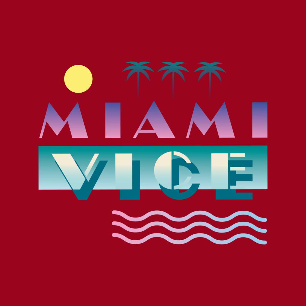 Miami Vice Logo With Sun And Palm Trees Women's Hooded Sweatshirt-ALL + EVERY