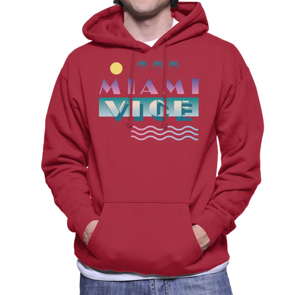 Miami Vice Logo With Sun And Palm Trees Men's Hooded Sweatshirt-ALL + EVERY